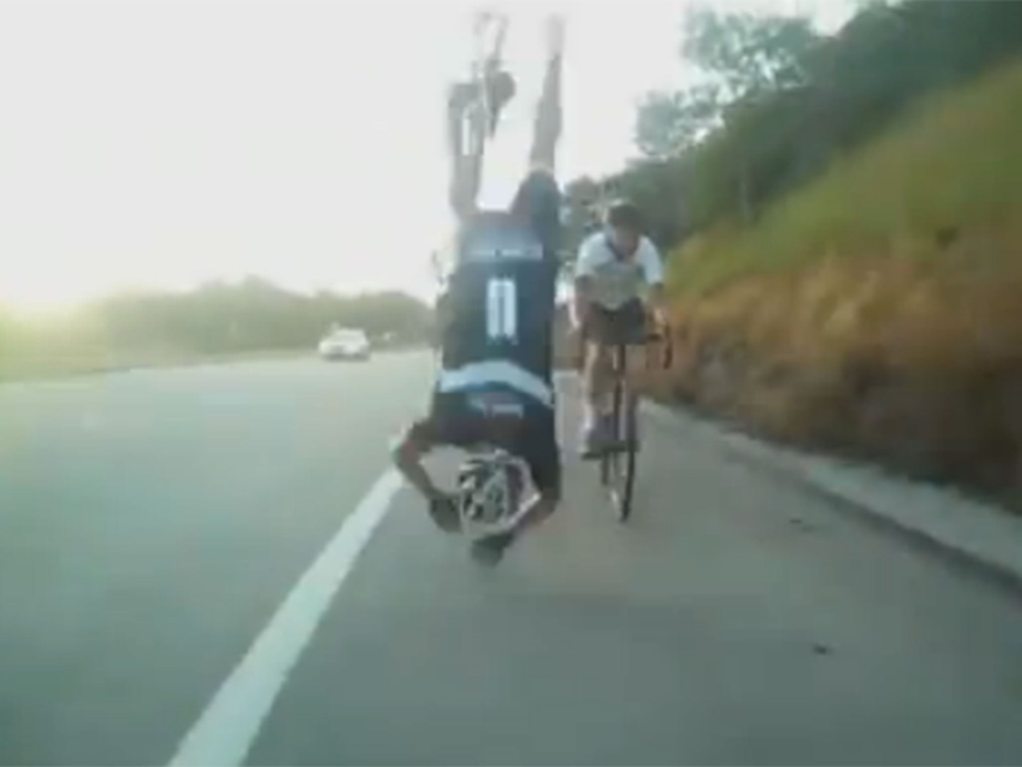 Cyclist survives serious injury after handlebar flip The Independent The Independent